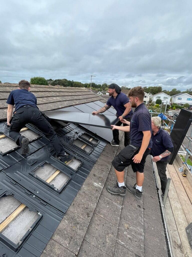 Team working on panels